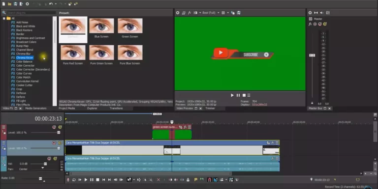 cara menghilangkan background green screen sony vegas