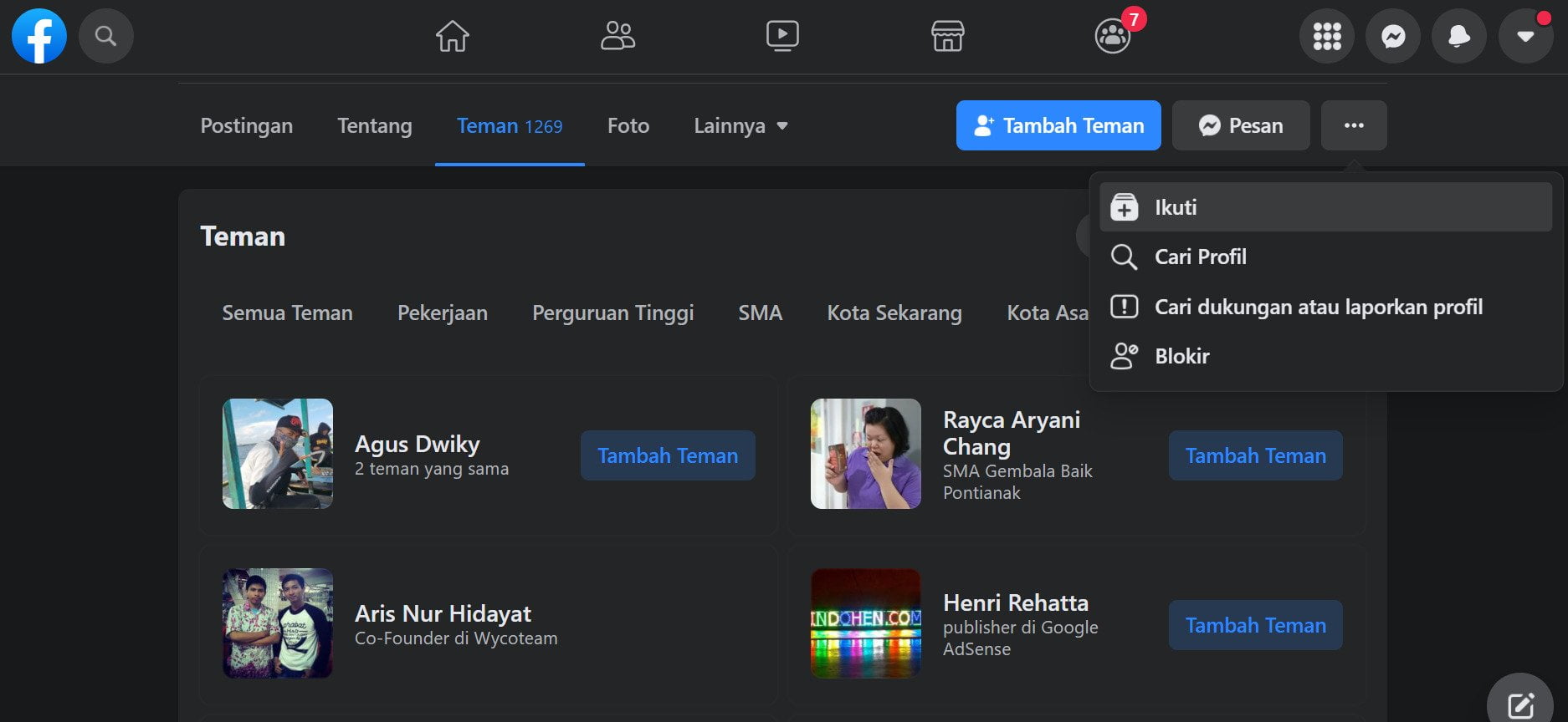 cara mengaktifkan tombol ikuti di fb