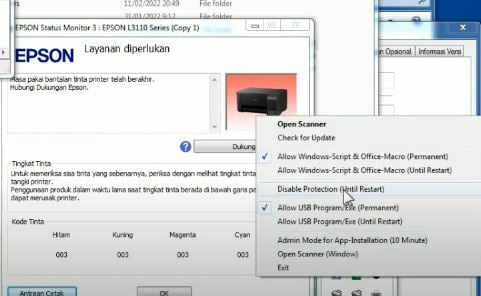 Matikan Proses Printer dan Disable Antivirus