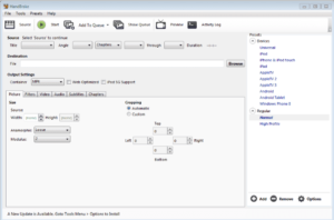 Tampilan Menu dari HandBrake