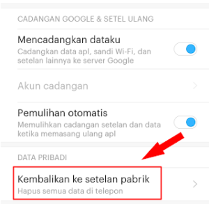 Reset HP ke Data Pabrik