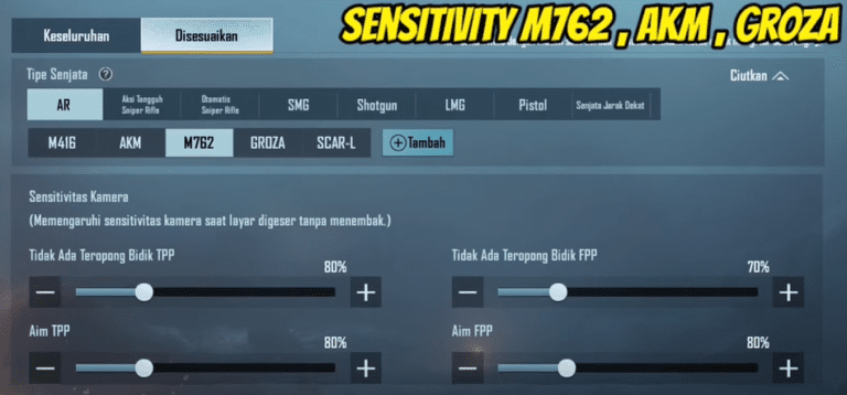 Sensitivitas Senjata DP Beryl AKM Groza PUBG