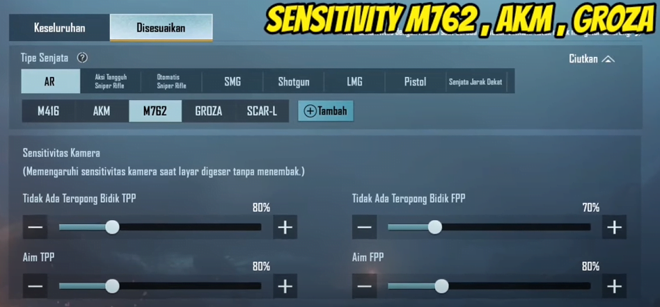 Sensitivitas Senjata DP Beryl AKM Groza PUBG