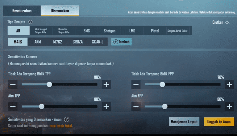 sensitivitas senjata pubg