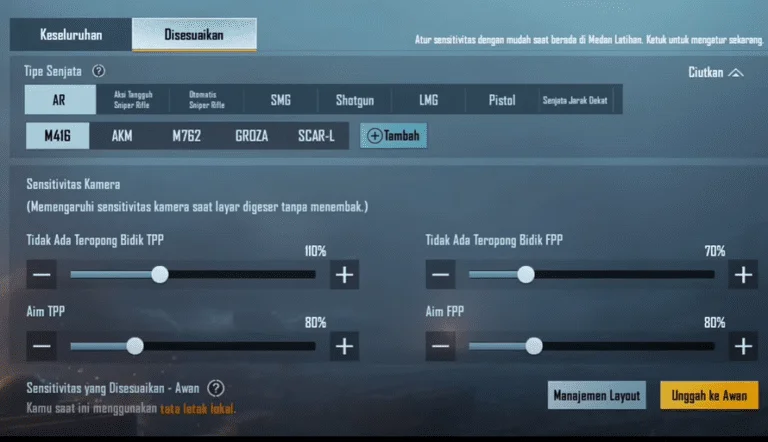 sensitivitas senjata pubg