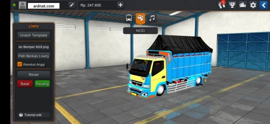 mod bussid truck canter wahyu abadi m18