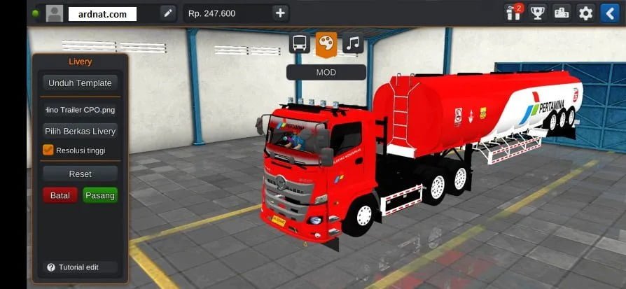 mod bussid truck hino pertamina