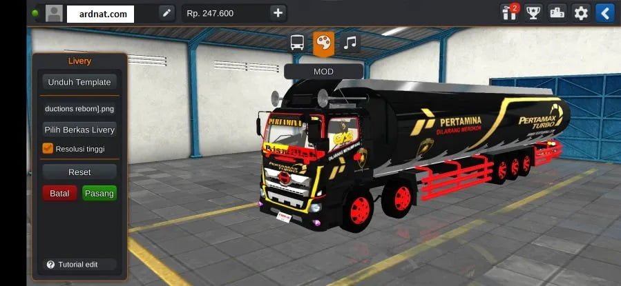 mod bussid truck hino tribal