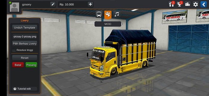 mod bussid truck isuzu nmr 71 full strobo