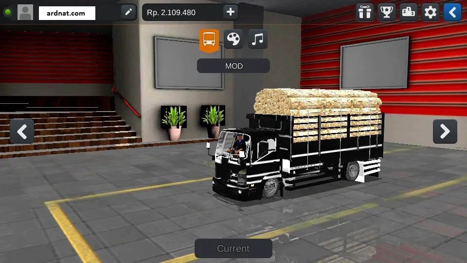 mod bussid truck isuzu nmr 71 muatan kayu