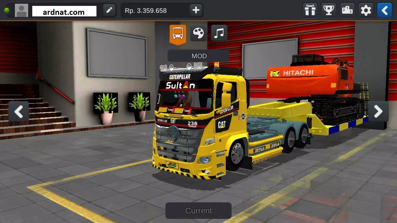 mod bussid truck trailer muatan alat berat