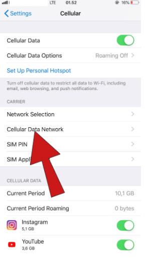 Cellular Data Network (Setting APN XL)